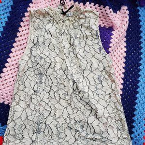 Mango Cream high neck/sleeveless top with lace flowers size S